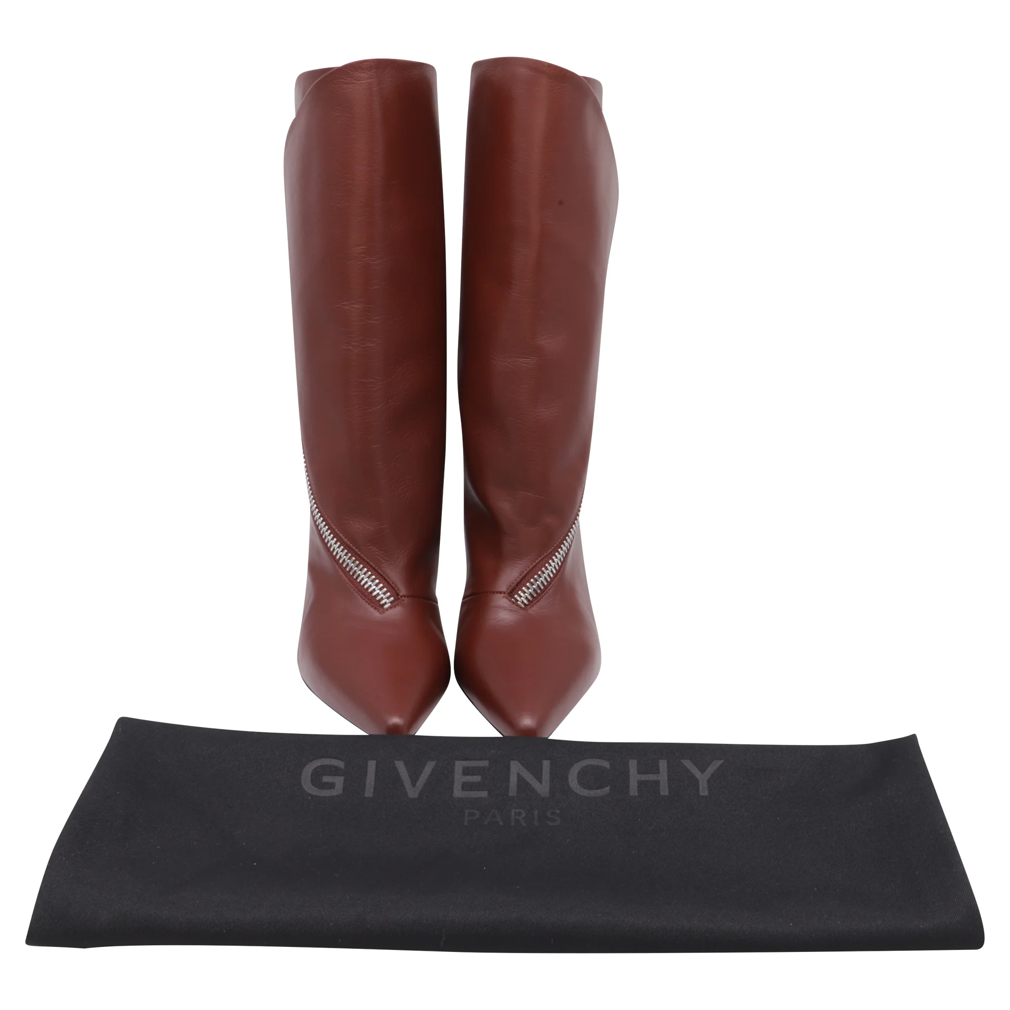 Women's Givenchy Zip-Detail 80 Ankle Boots in Brown Leather - Image 6