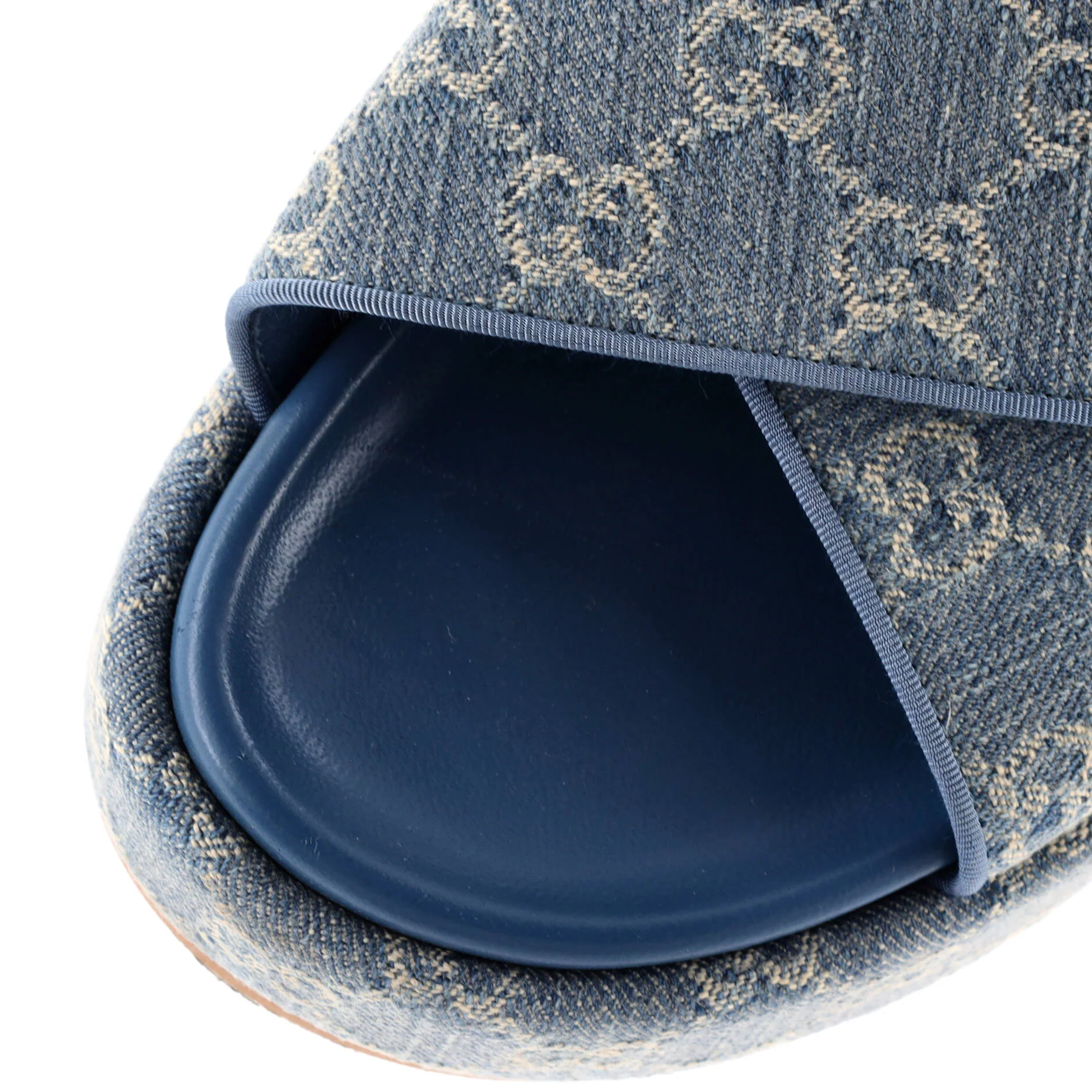 Women's Criss Cross Platform Slide Sandals GG Denim - Image 5