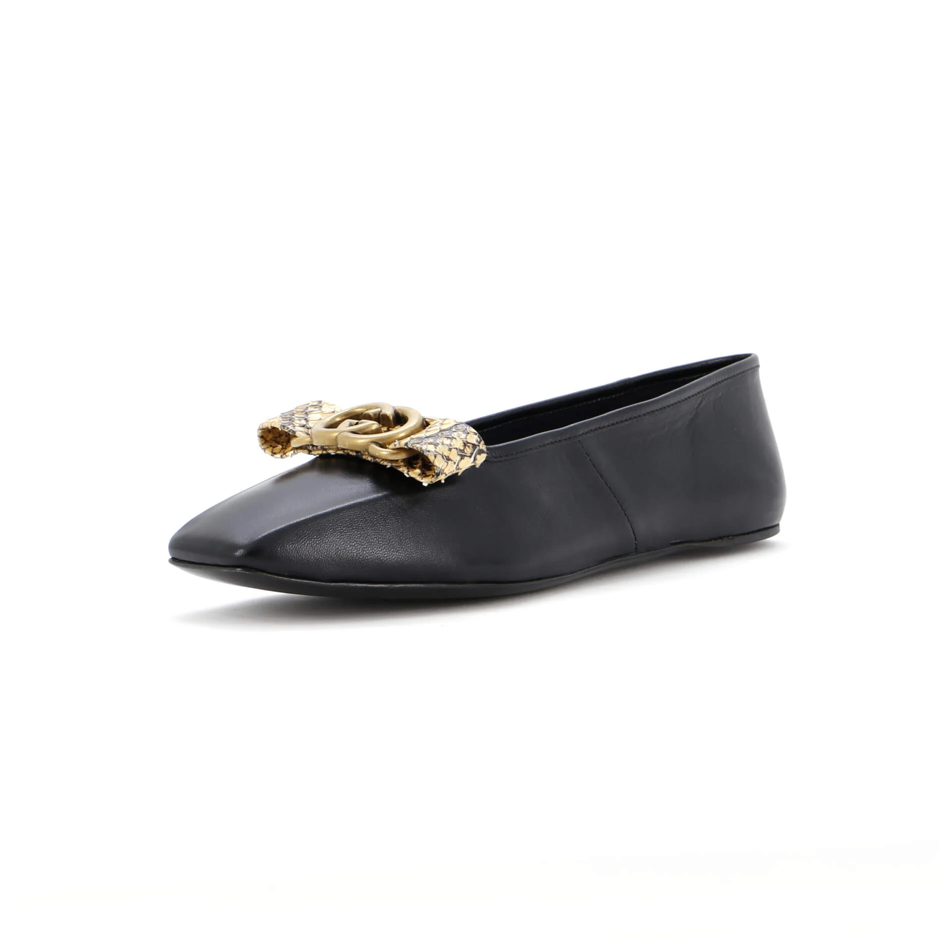 Women's Evi Interlocking G Ballet Flats Leather with Python