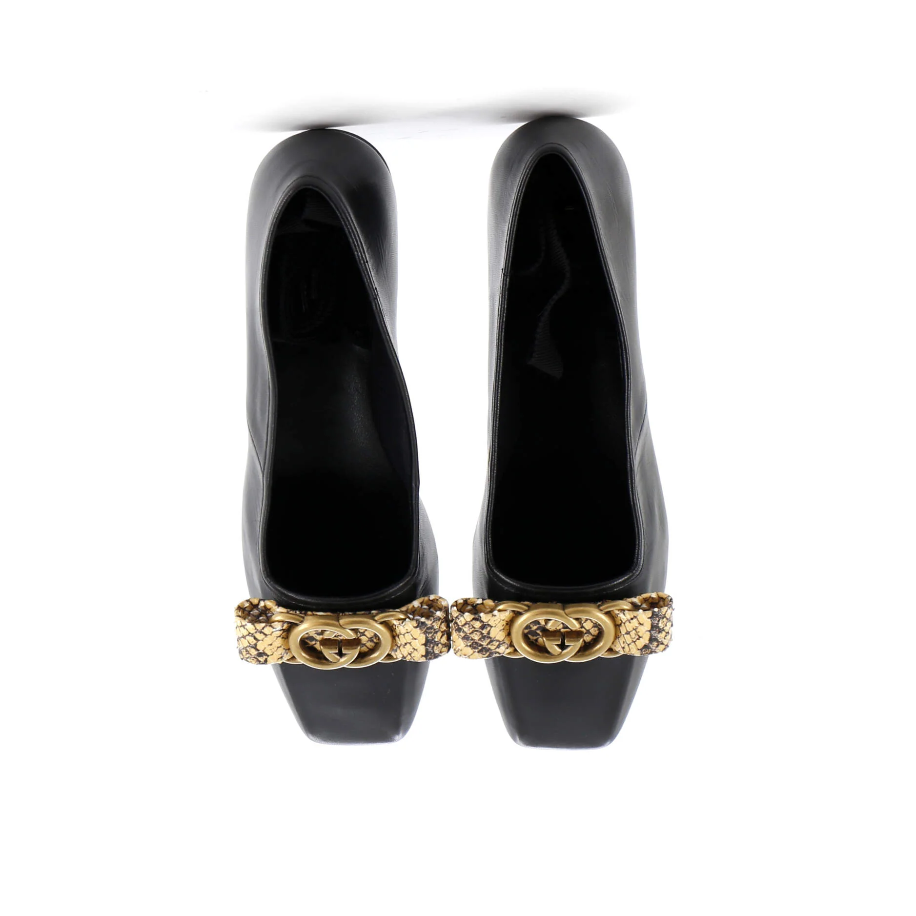 Women's Evi Interlocking G Ballet Flats Leather with Python - Image 2