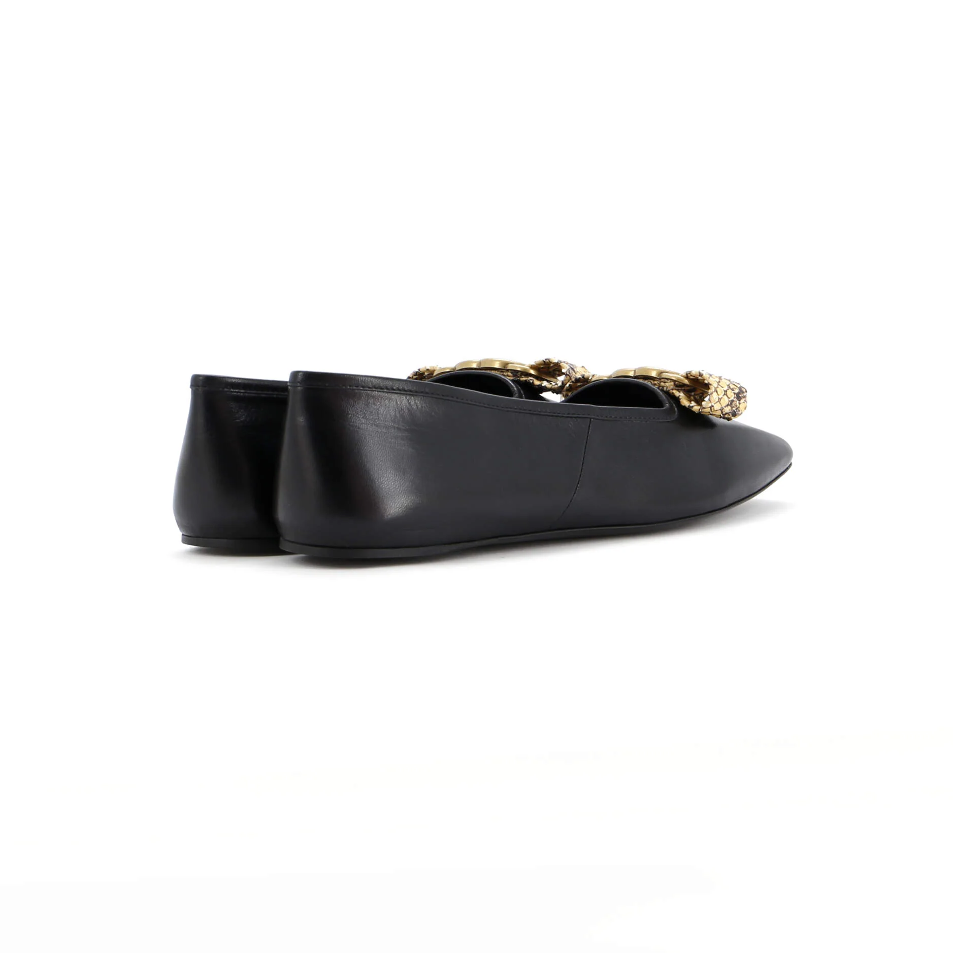 Women's Evi Interlocking G Ballet Flats Leather with Python - Image 3