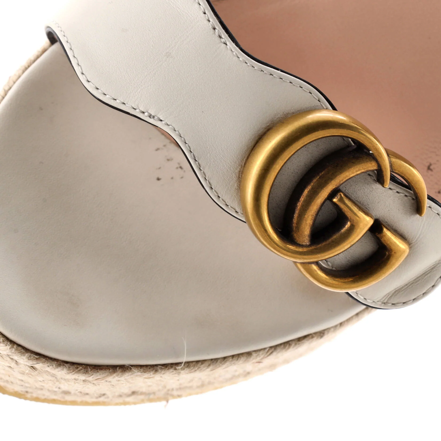 Women's GG Marmont Wedge Espadrille Sandals Leather - Image 5