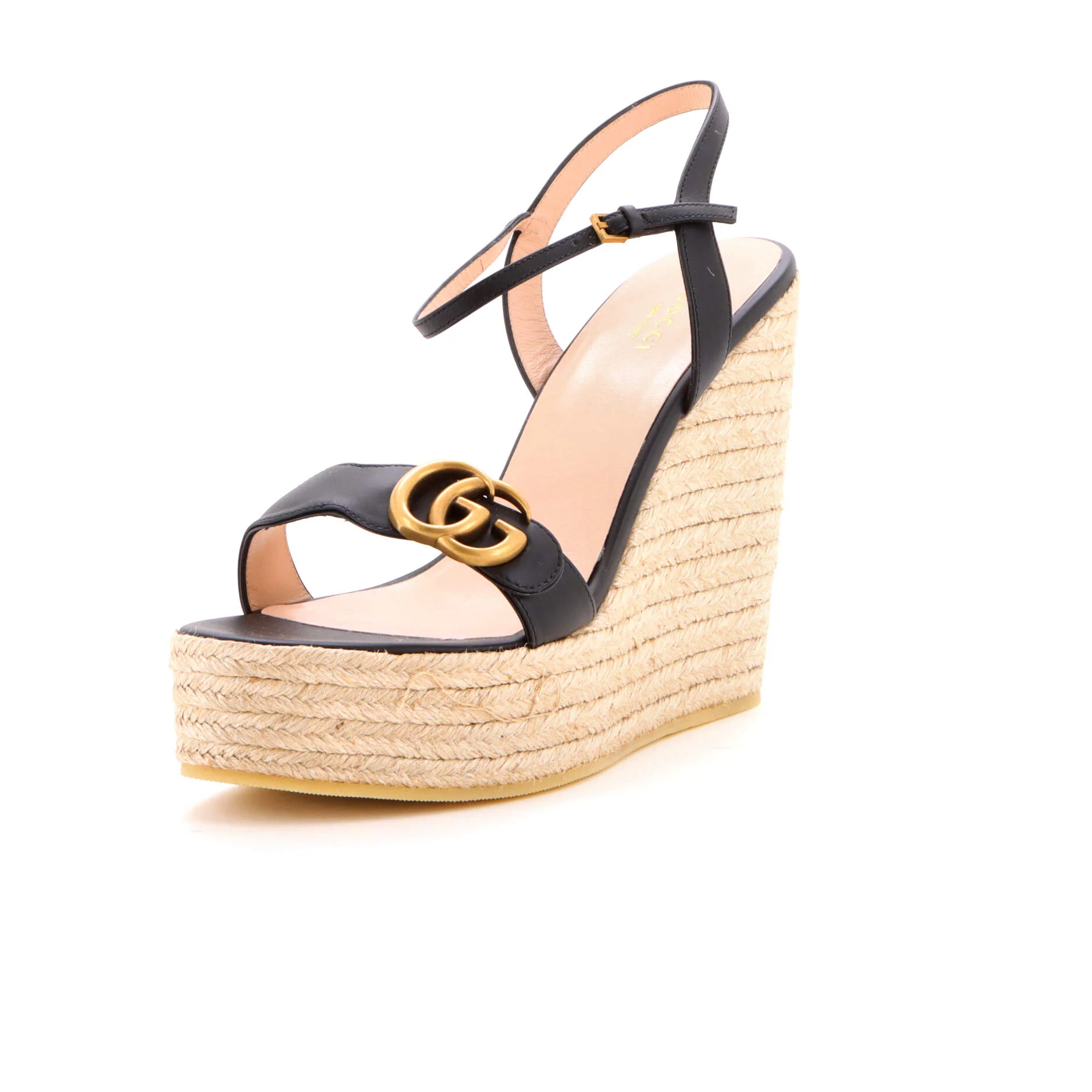 Women's GG Marmont Wedge Espadrille Sandals Leather