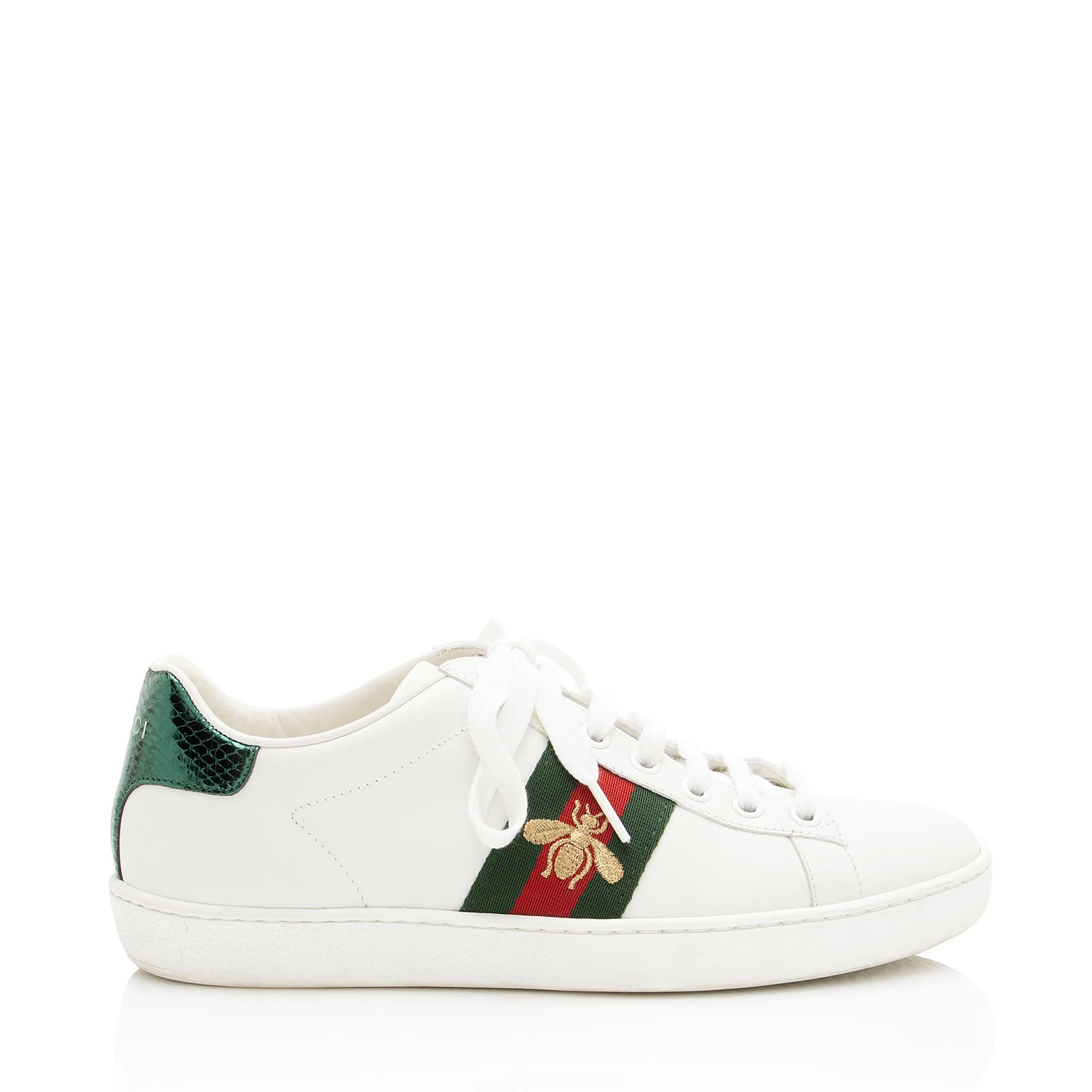 Women's Gucci Leather Bee Ace Sneakers - Size 6.5 / 36.5