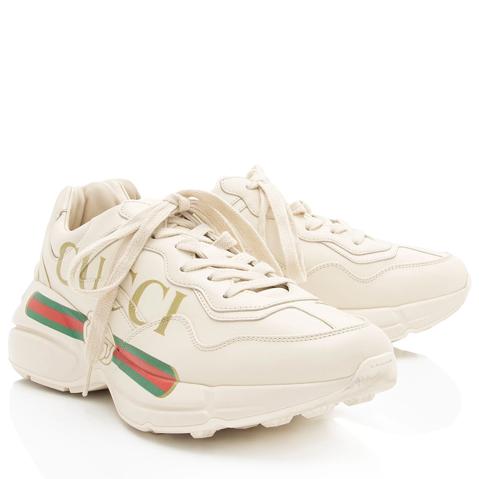 Women's Gucci Leather Logo Rhyton Sneakers - Size 9.5 / 39.5 - Image 2
