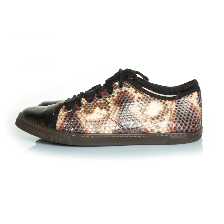 Women's Lanvin python trainers with patent leather toe - Image 2