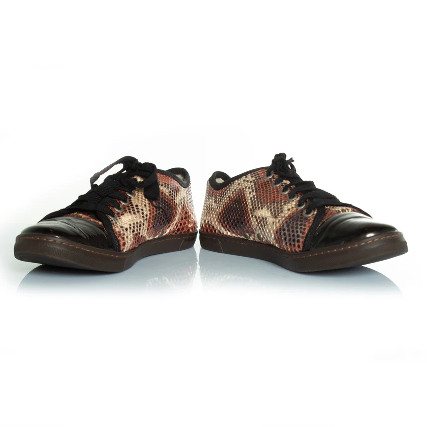 Women's Lanvin python trainers with patent leather toe - Image 3