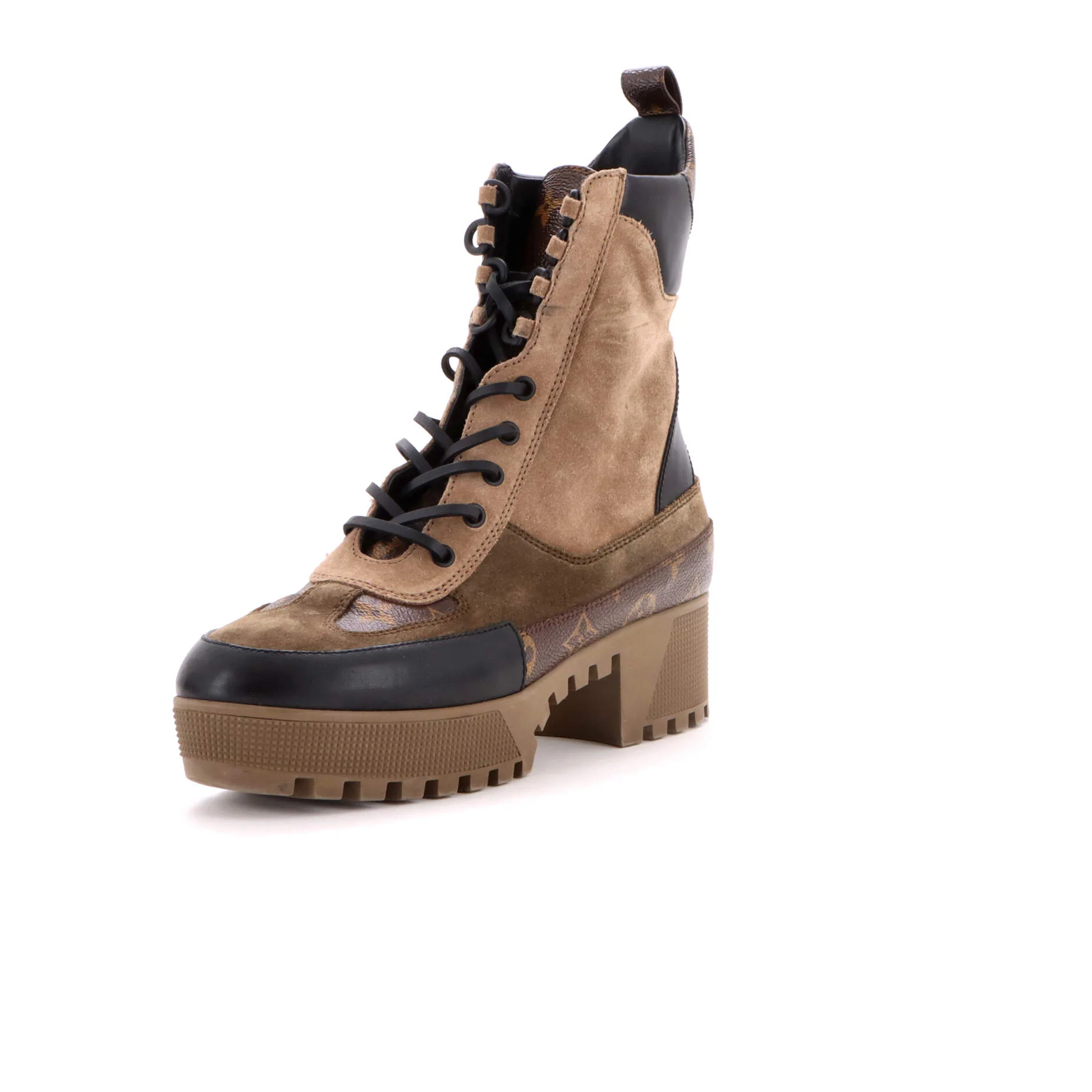 Women's Laureate Platform Desert Boots Suede with Monogram Canvas