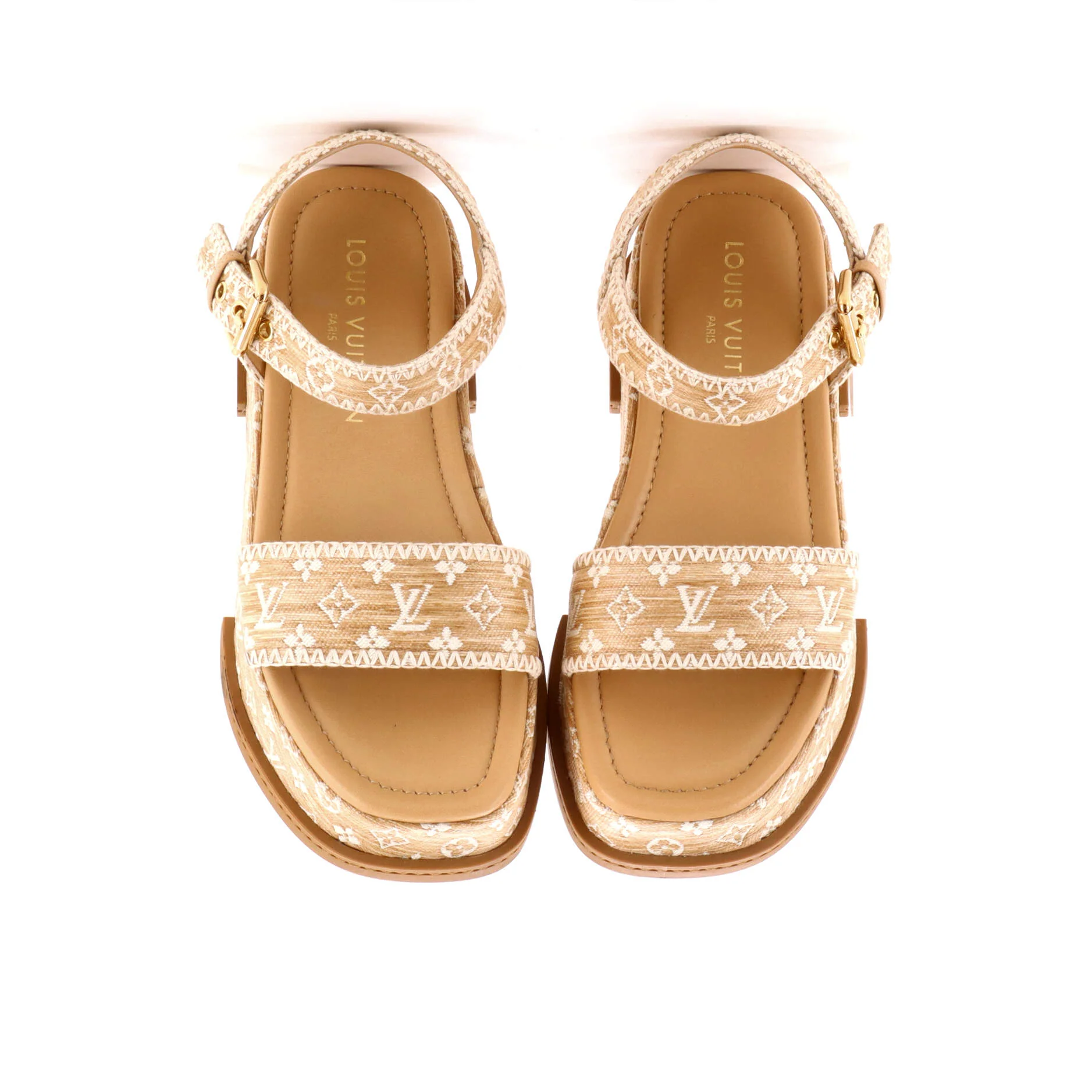 Women's Maya Platform Heeled Sandals Monogram Raffia - Image 2