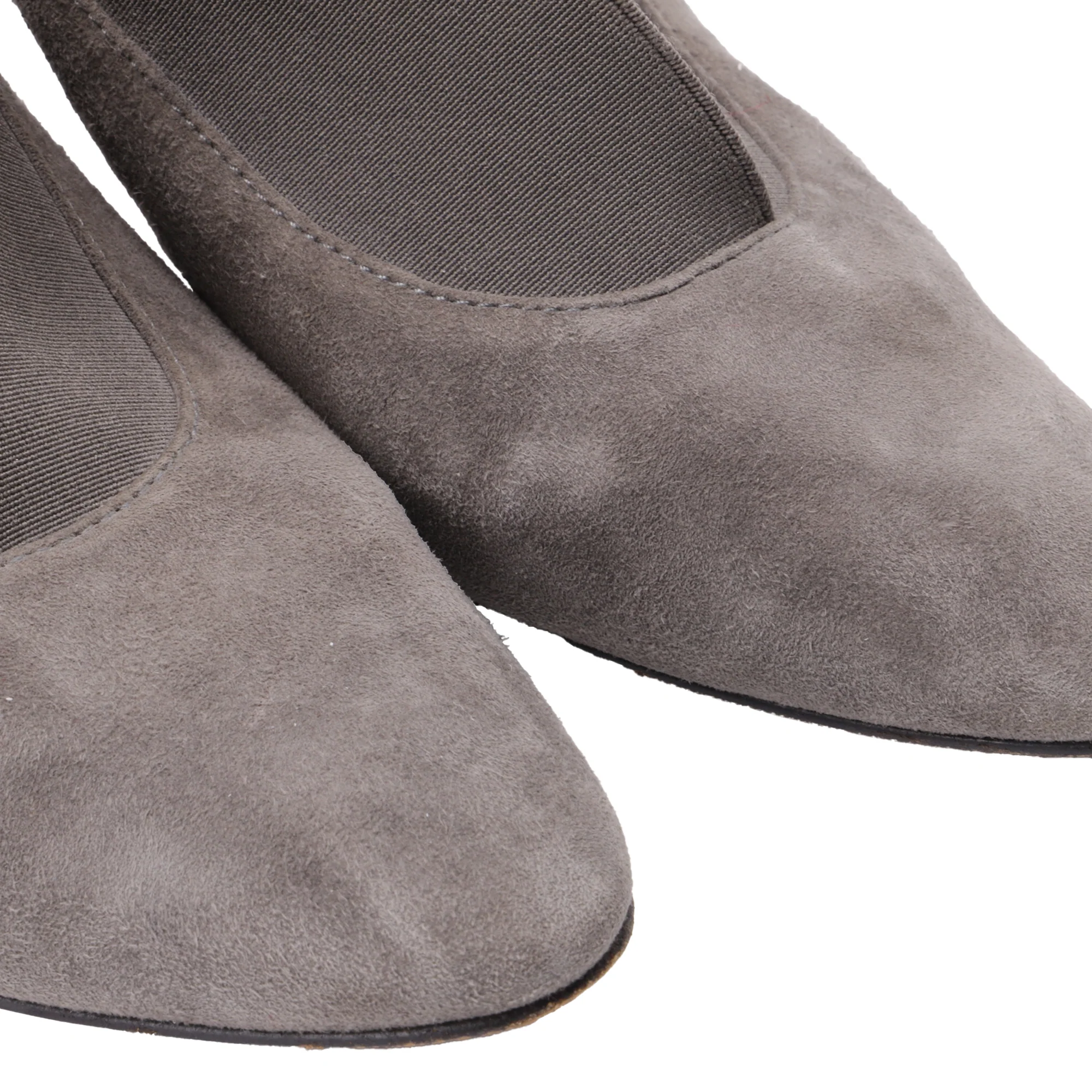 Women's Manolo Blahnik Elastic Accent Pointed-Toe Pumps in Grey Suede - Image 10