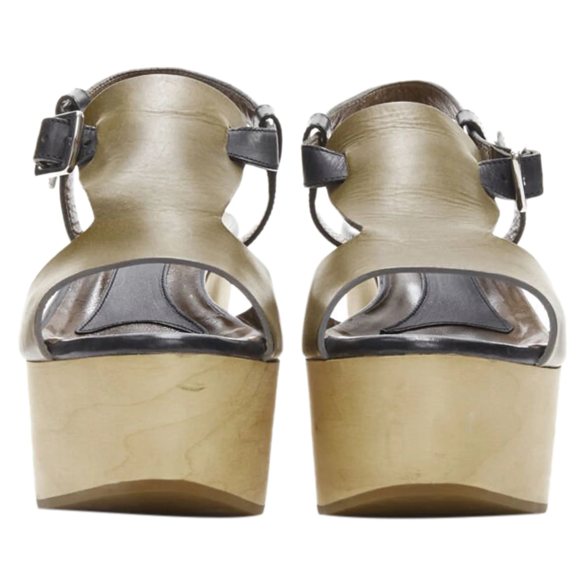 Women's Marni Wooden Platform Wedged Sandals - Image 3
