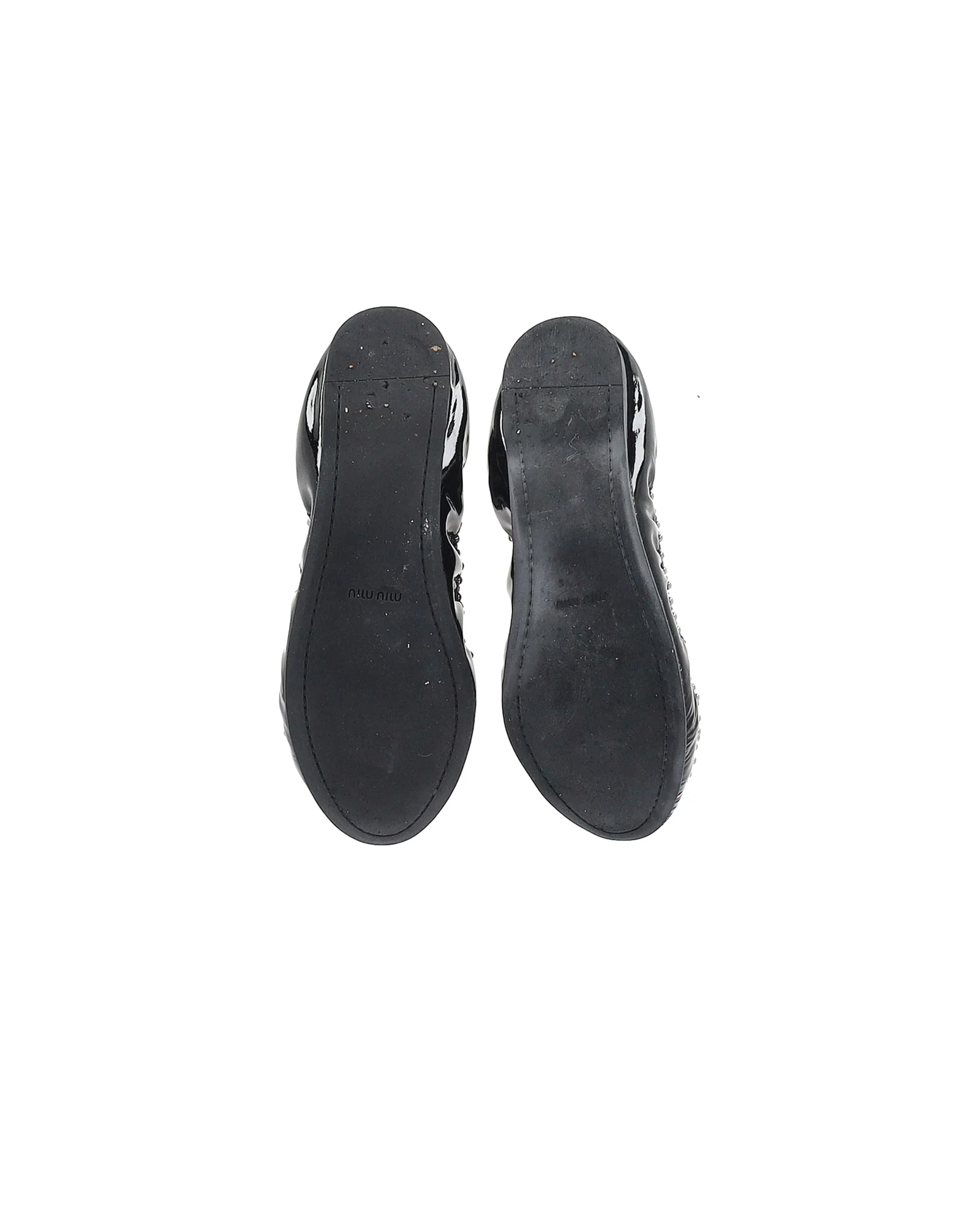 Women's Miu Miu Embellished Ballerinas in Black Patent Leather - Image 6