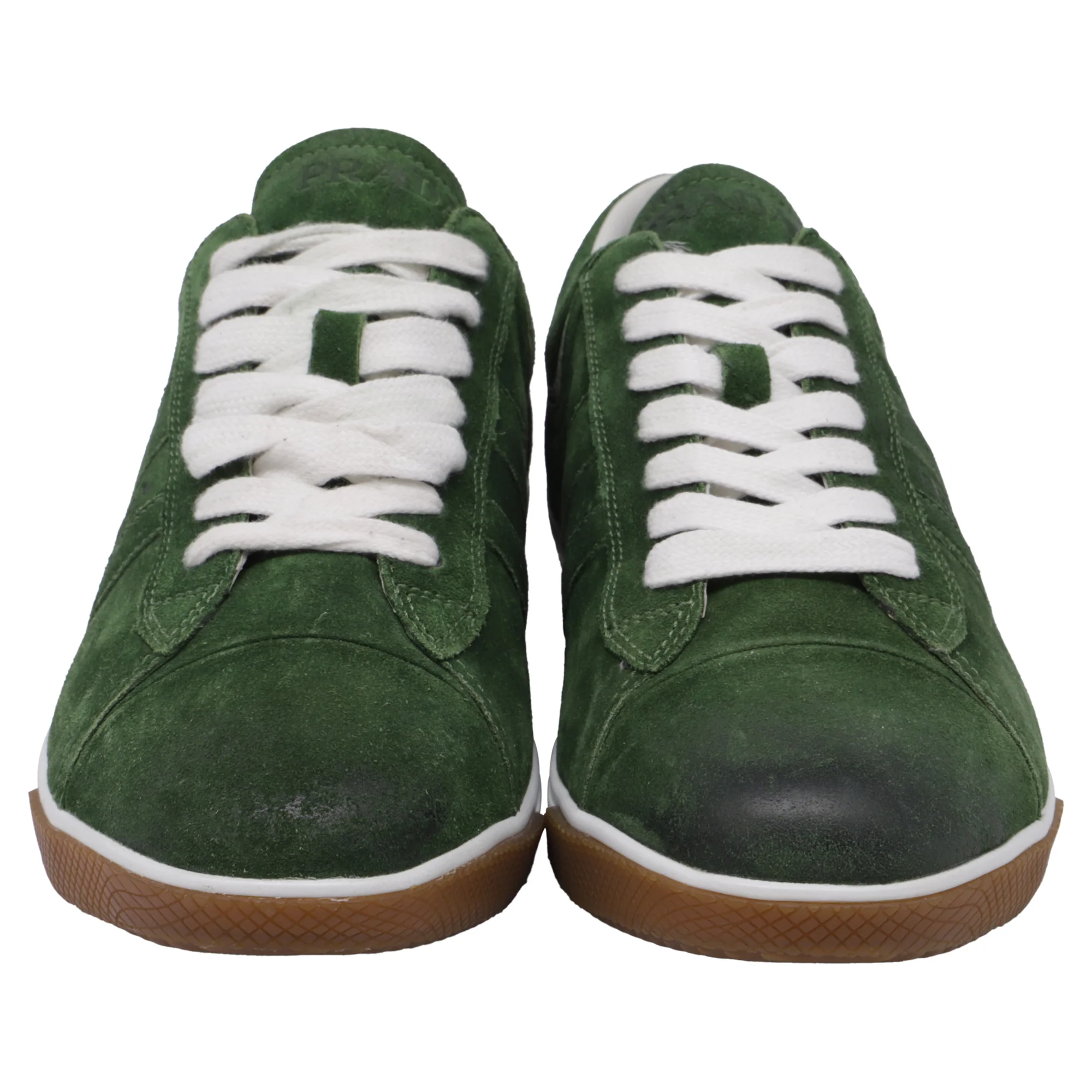 Men's Prada Sport Cap-Toe Sneakers in Olive Suede - Image 3