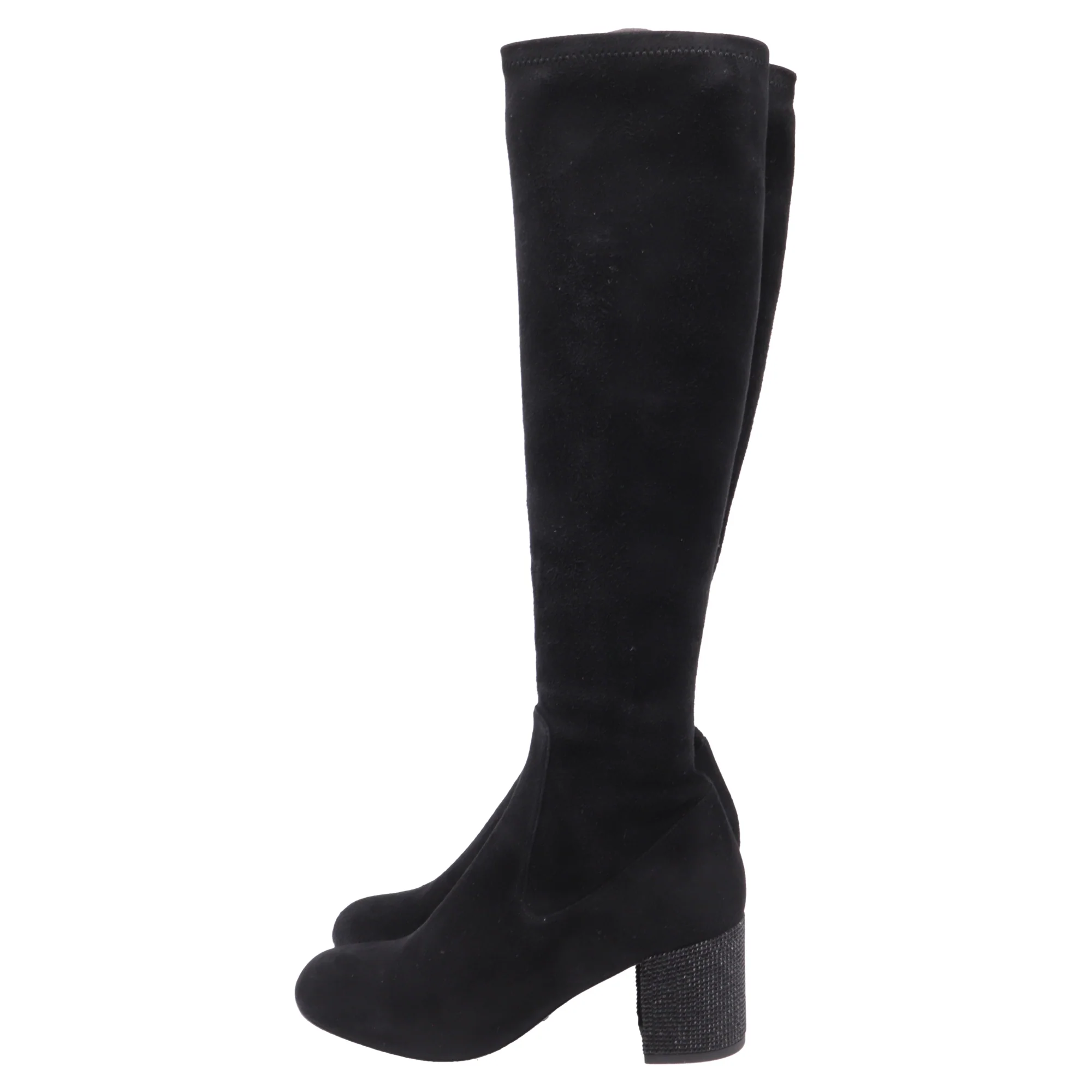 Women's René Caovilla Block-Heel Knee-High Boots in Black Suede - Image 4
