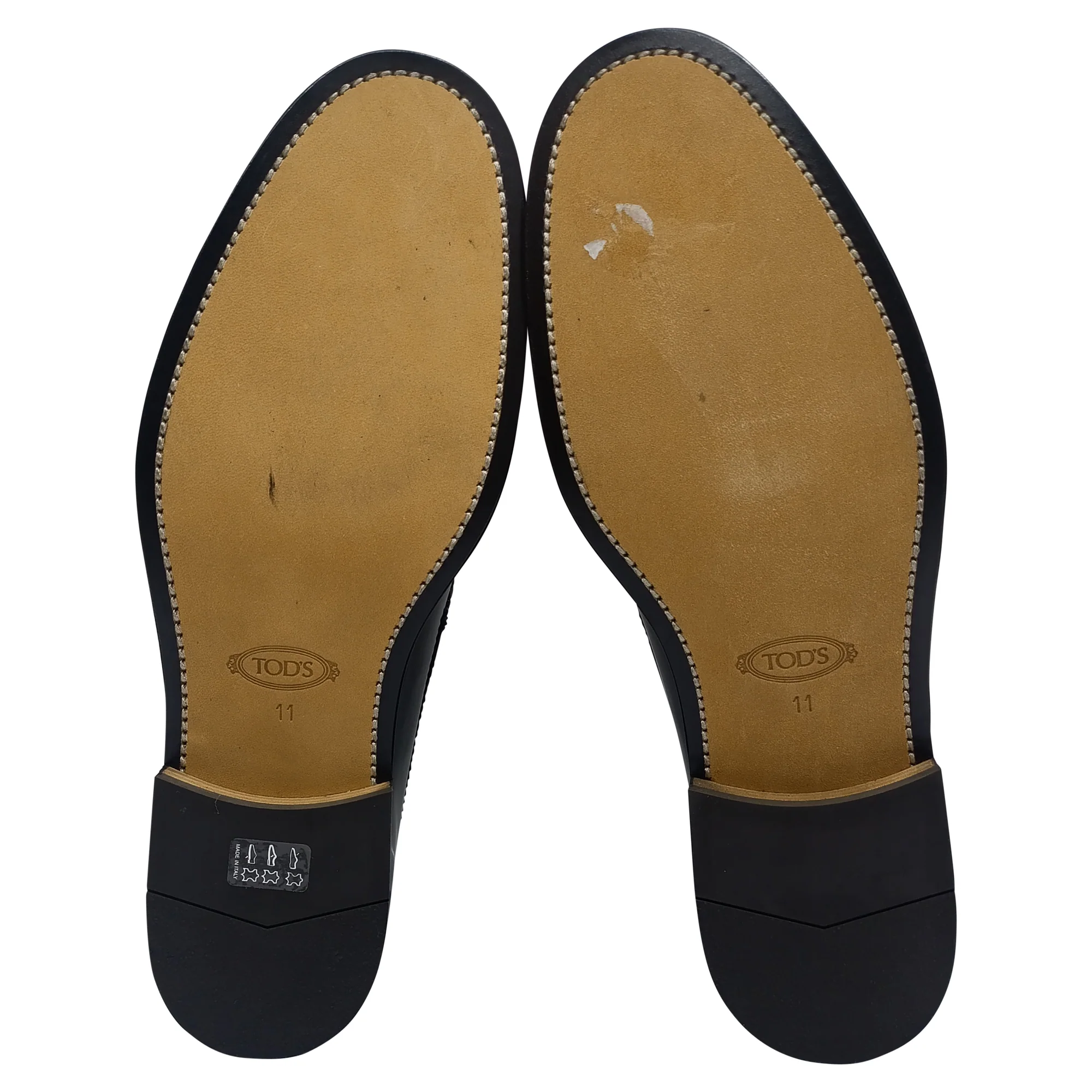 Men's Tod's Brushed Penny-Strap Loafers in Black Leather - Image 9