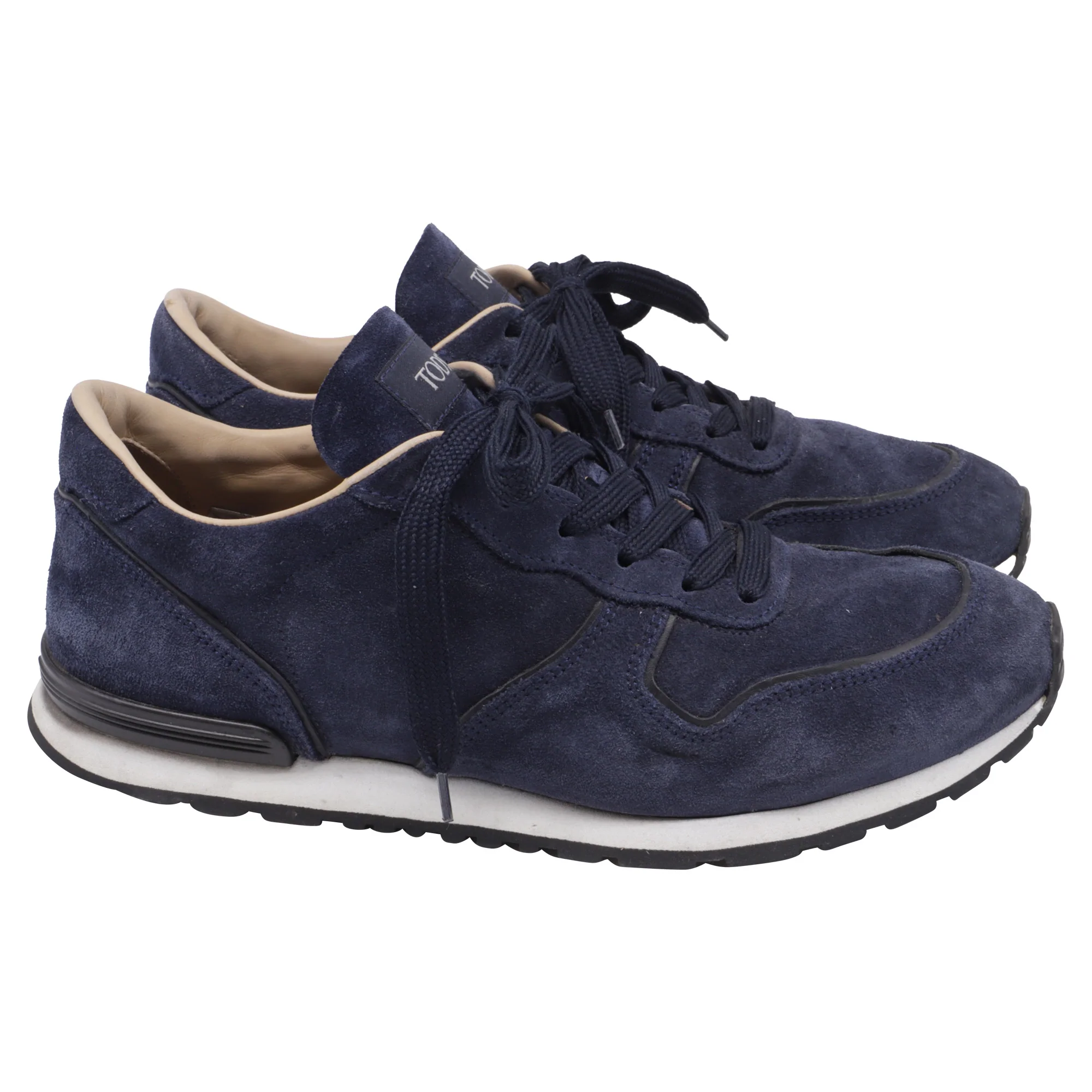 Men's  Tod's Lace-Up Low-Top Sneakers in Navy Blue Suede