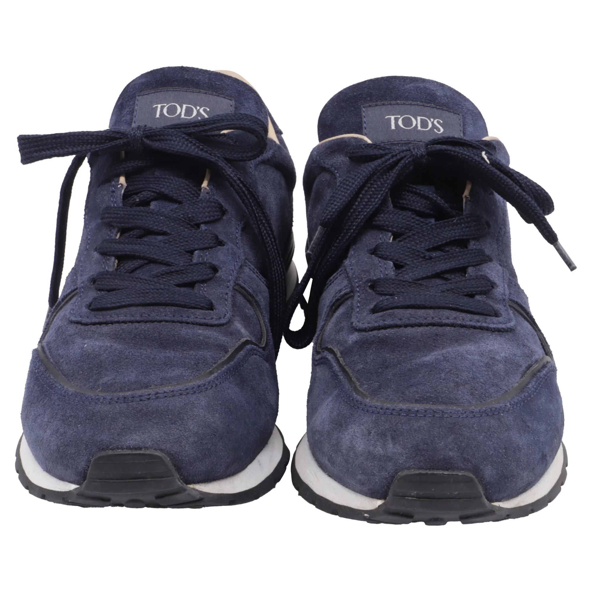 Men's  Tod's Lace-Up Low-Top Sneakers in Navy Blue Suede - Image 3