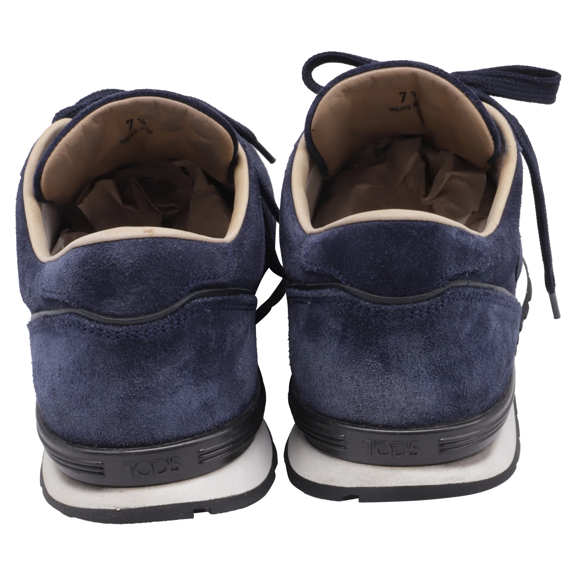 Men's  Tod's Lace-Up Low-Top Sneakers in Navy Blue Suede - Image 5