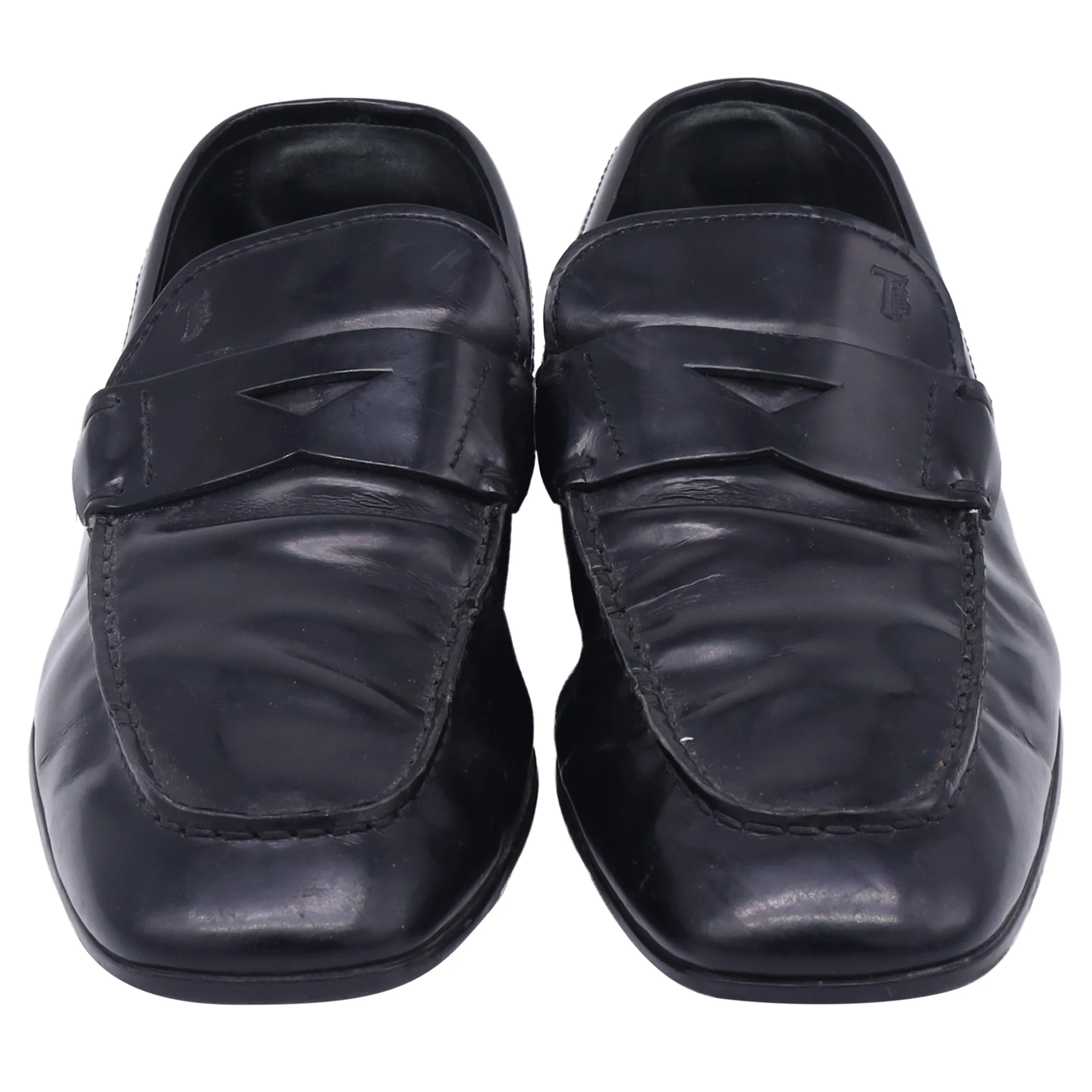Men's Tod's Logo-Embossed Penny Loafers in Black Leather - Image 2
