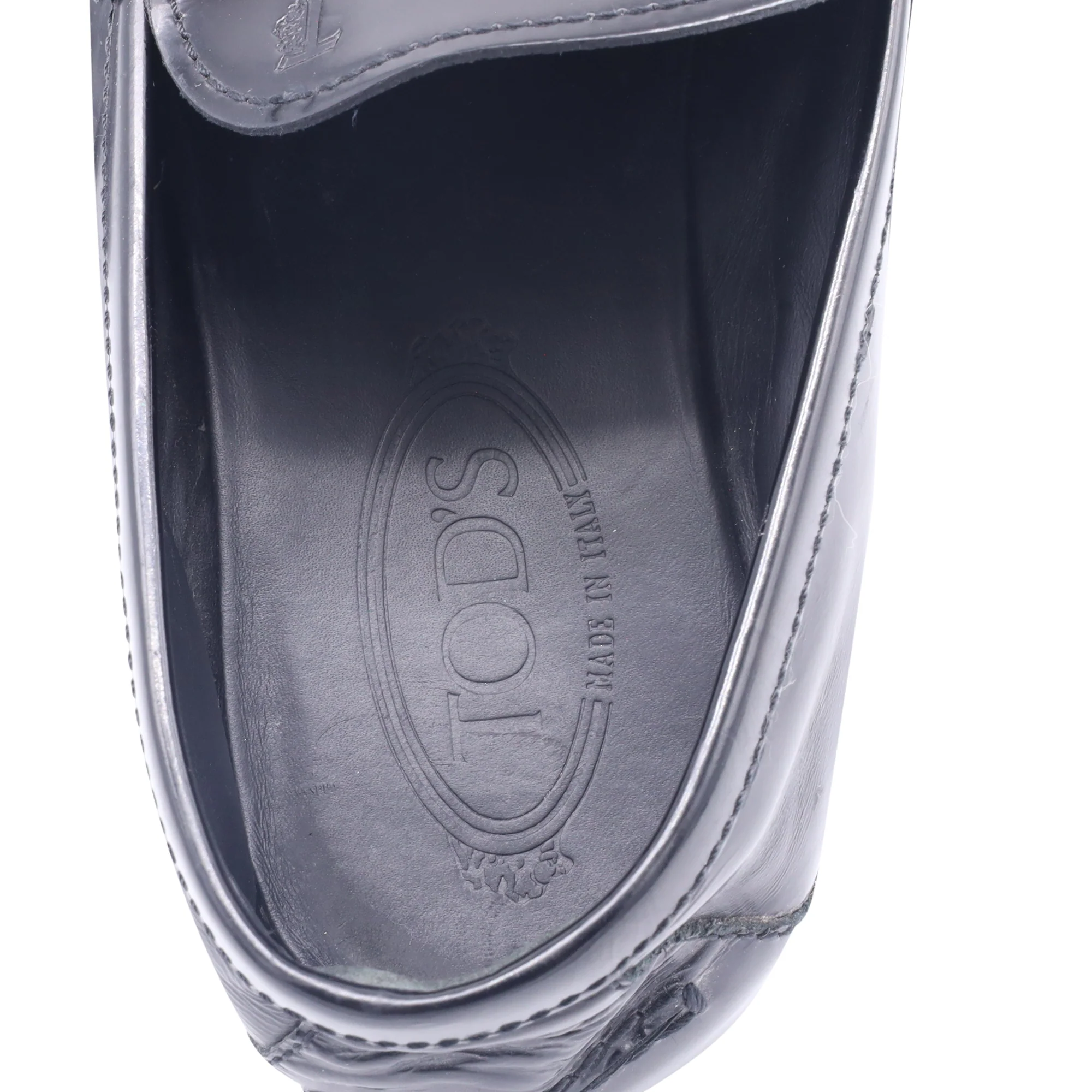 Men's Tod's Logo-Embossed Penny Loafers in Black Leather - Image 5