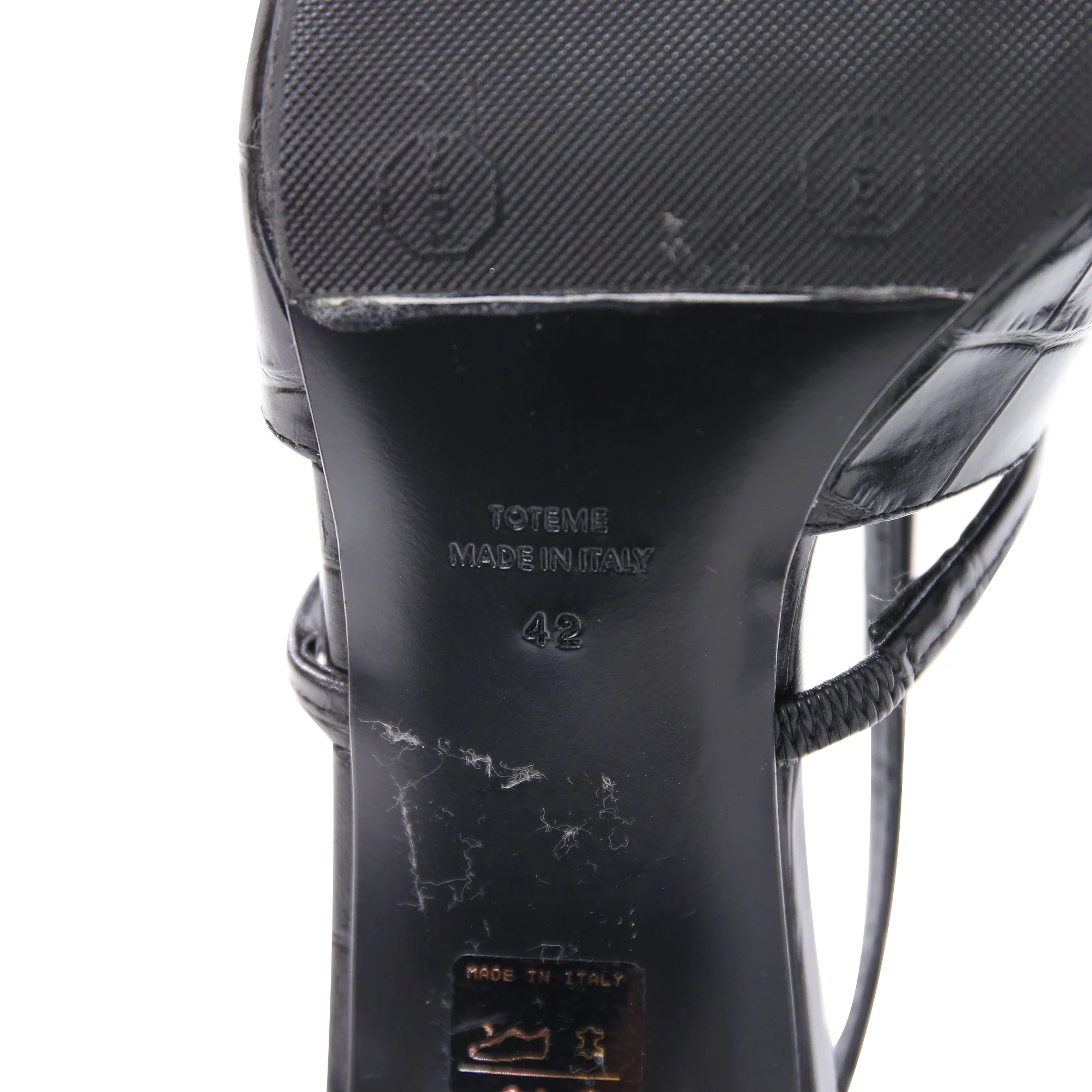 Women's Totême The Sharp Croc-Effect Slingback Pumps in Black Leather - Image 7