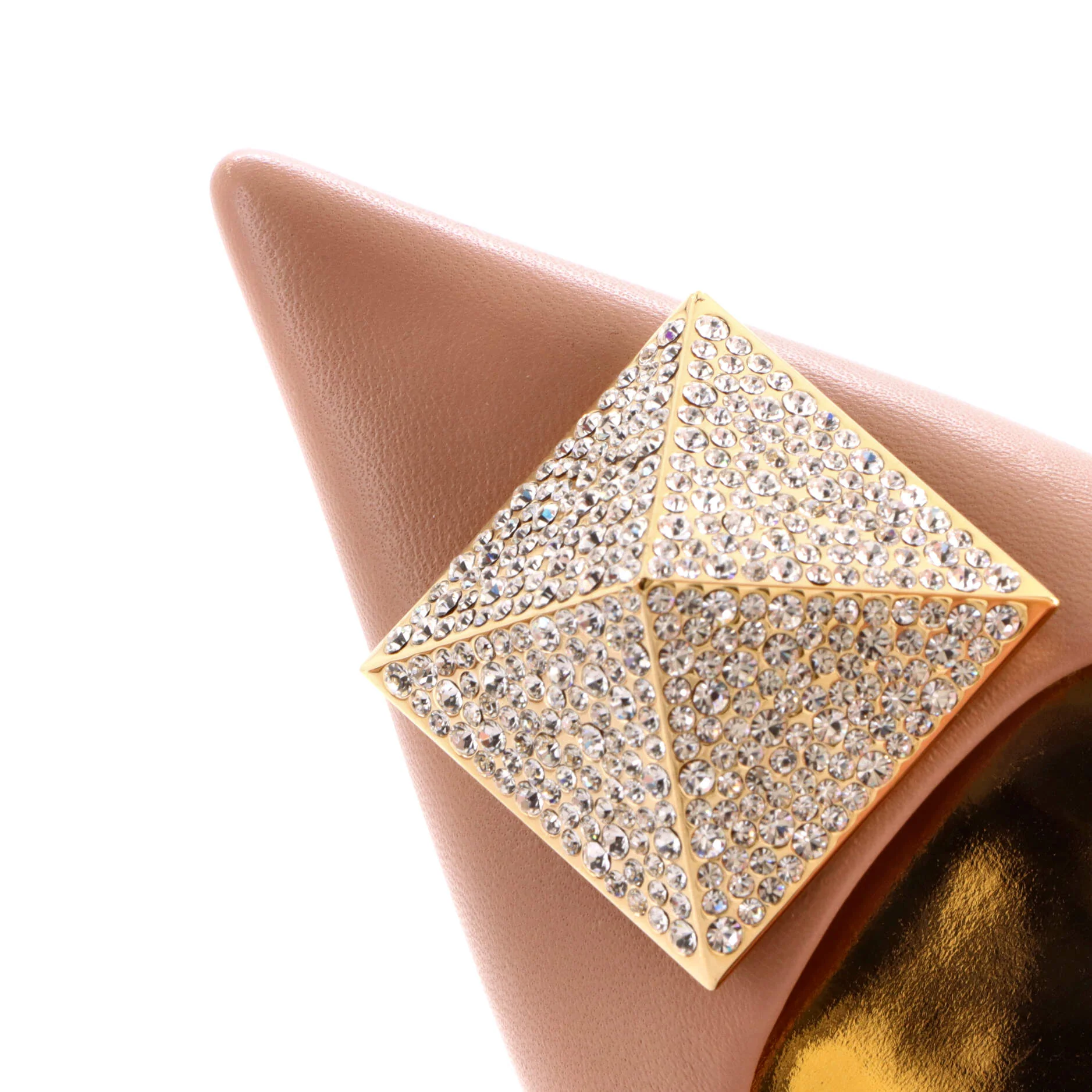 Women's One Stud Pointed Pumps Leather with Crystals - Image 5