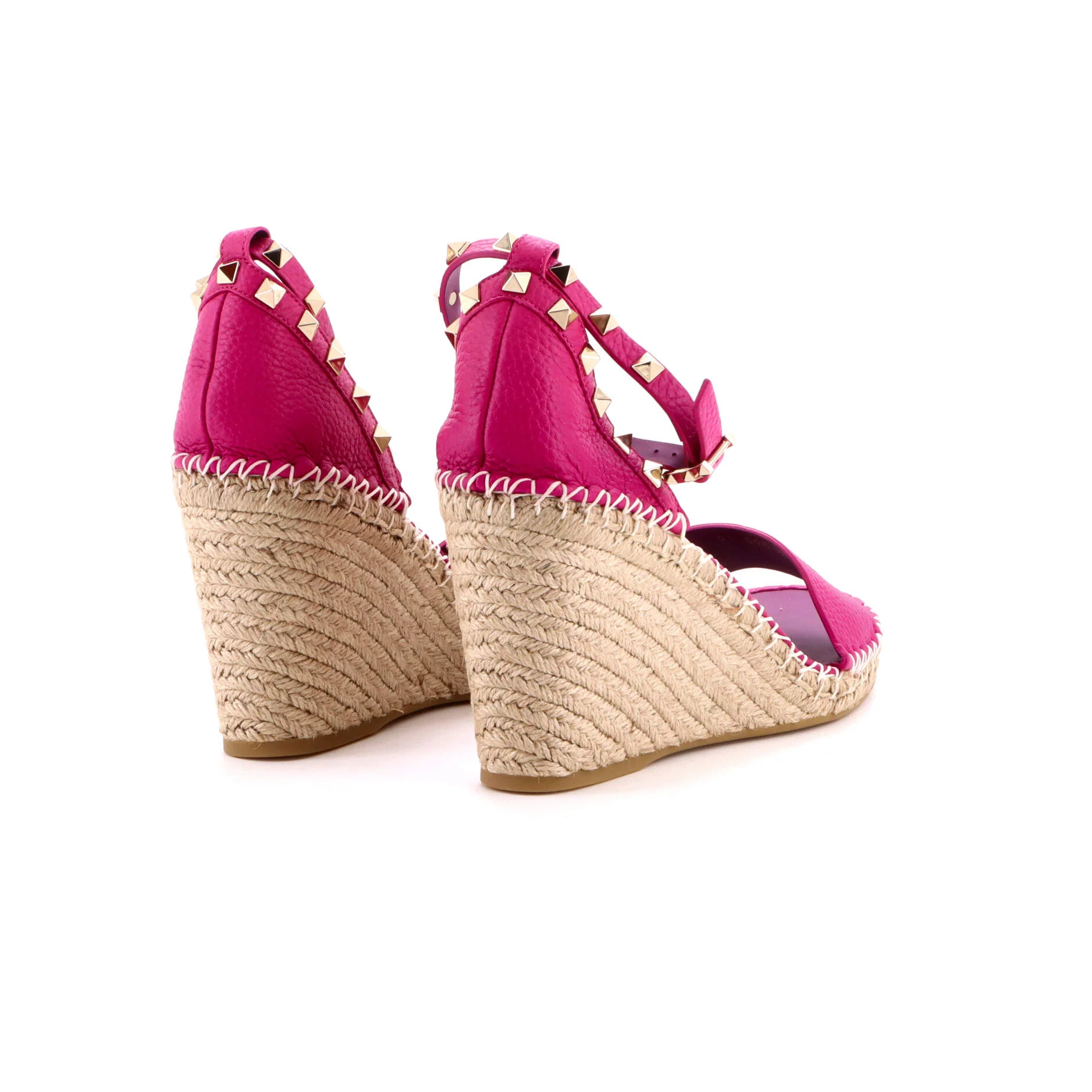 Women's Rockstud Ankle Strap Double Wedge Sandals Leather - Image 3