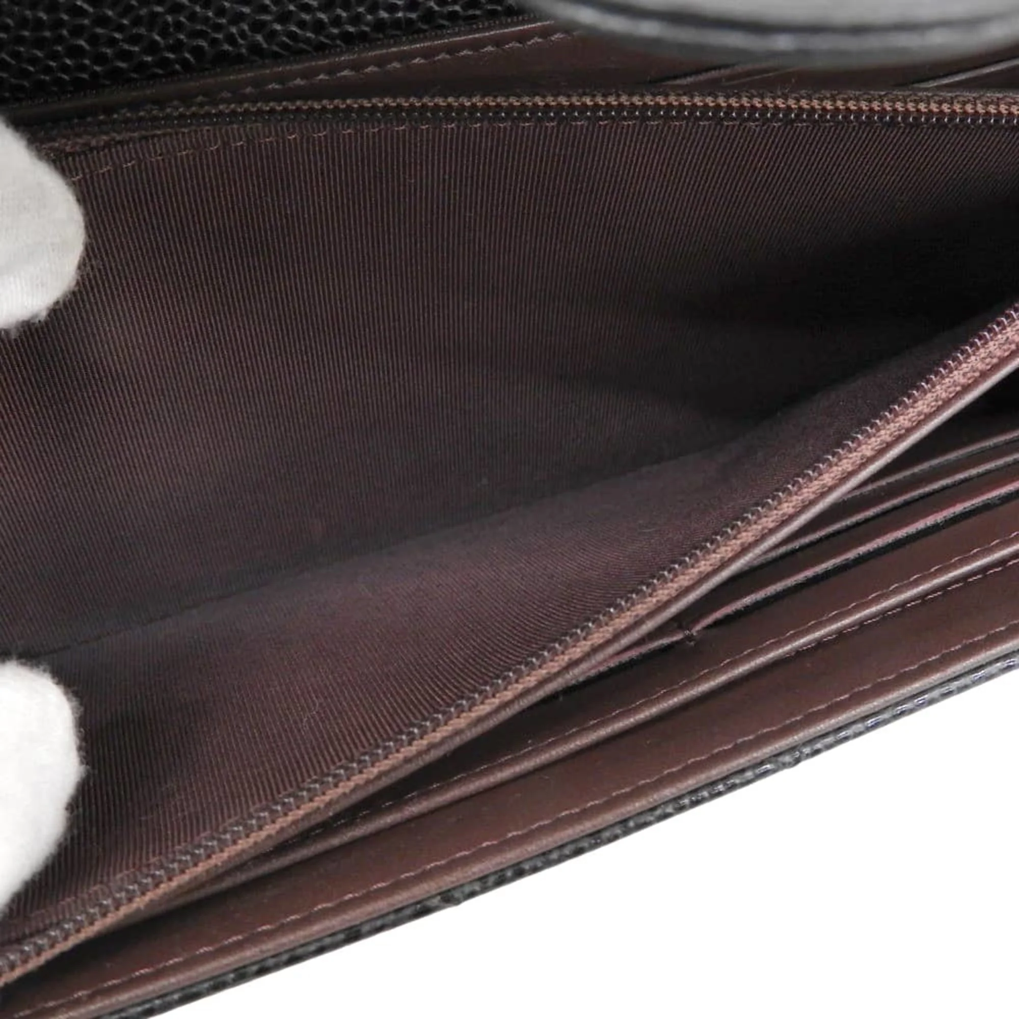 CC Gusset Classic Flap Wallet Quilted Caviar Long - Image 6