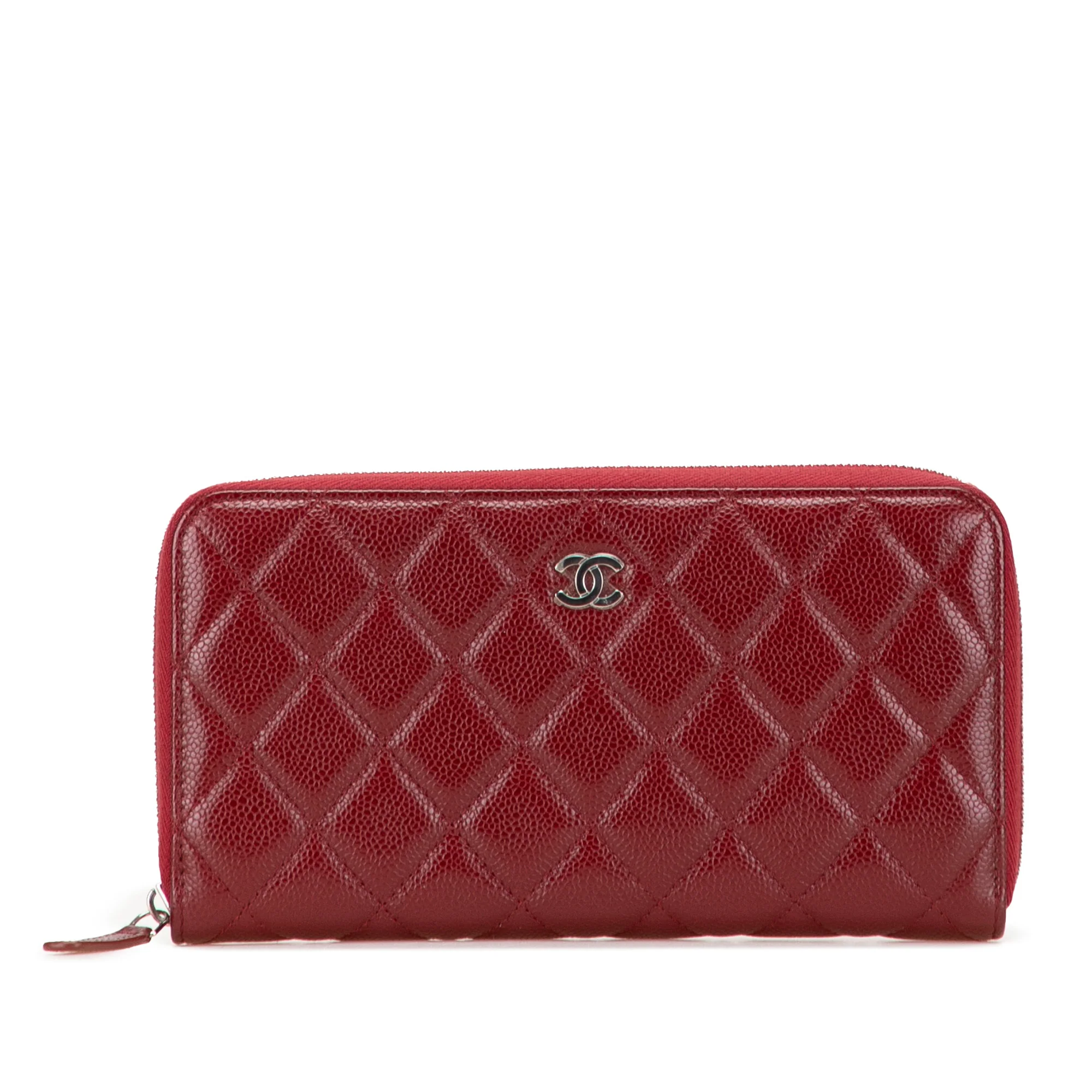 Zip Around Wallet Quilted Caviar Long