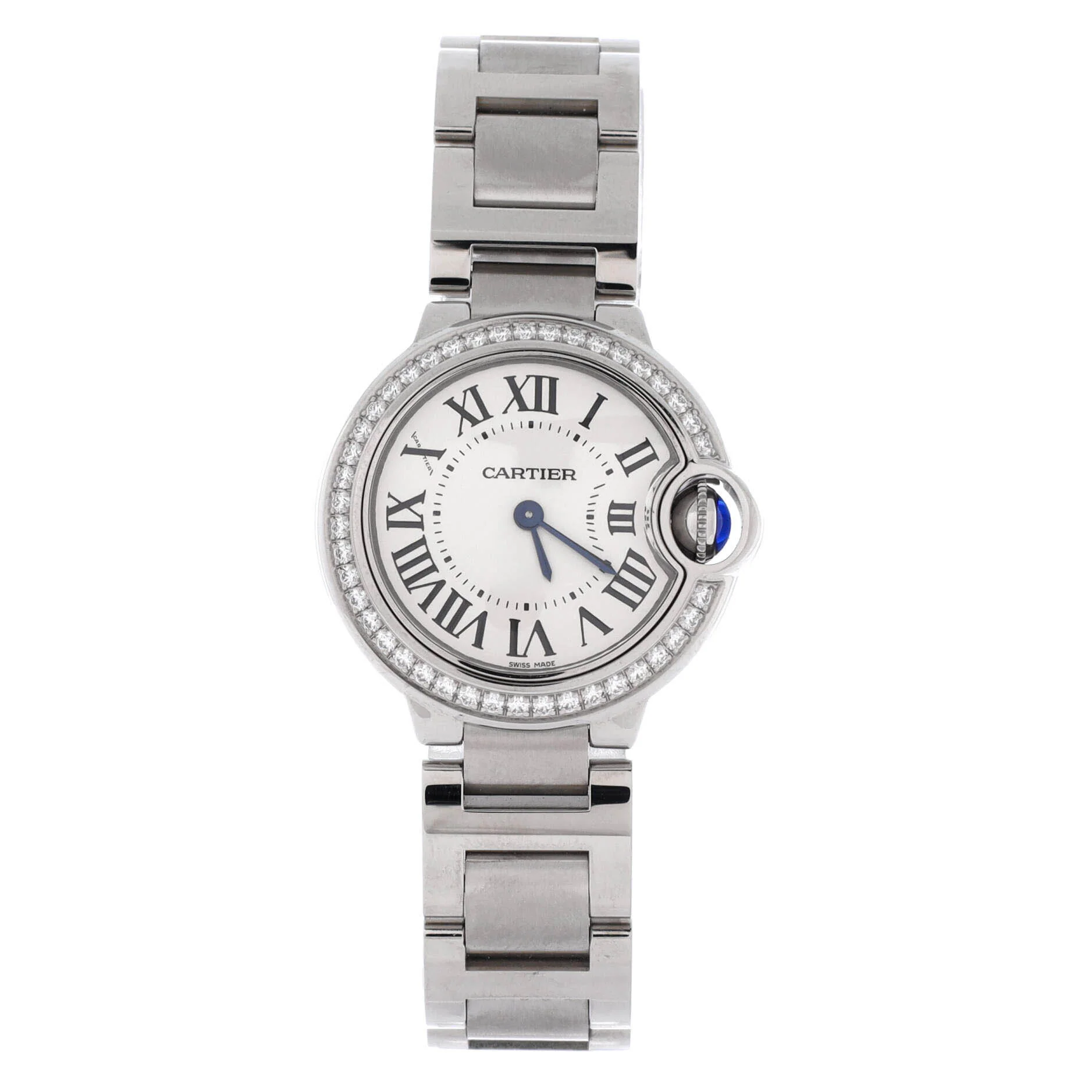 Ballon Bleu de Cartier Quartz Watch Stainless Steel with Diamond Bezel 28