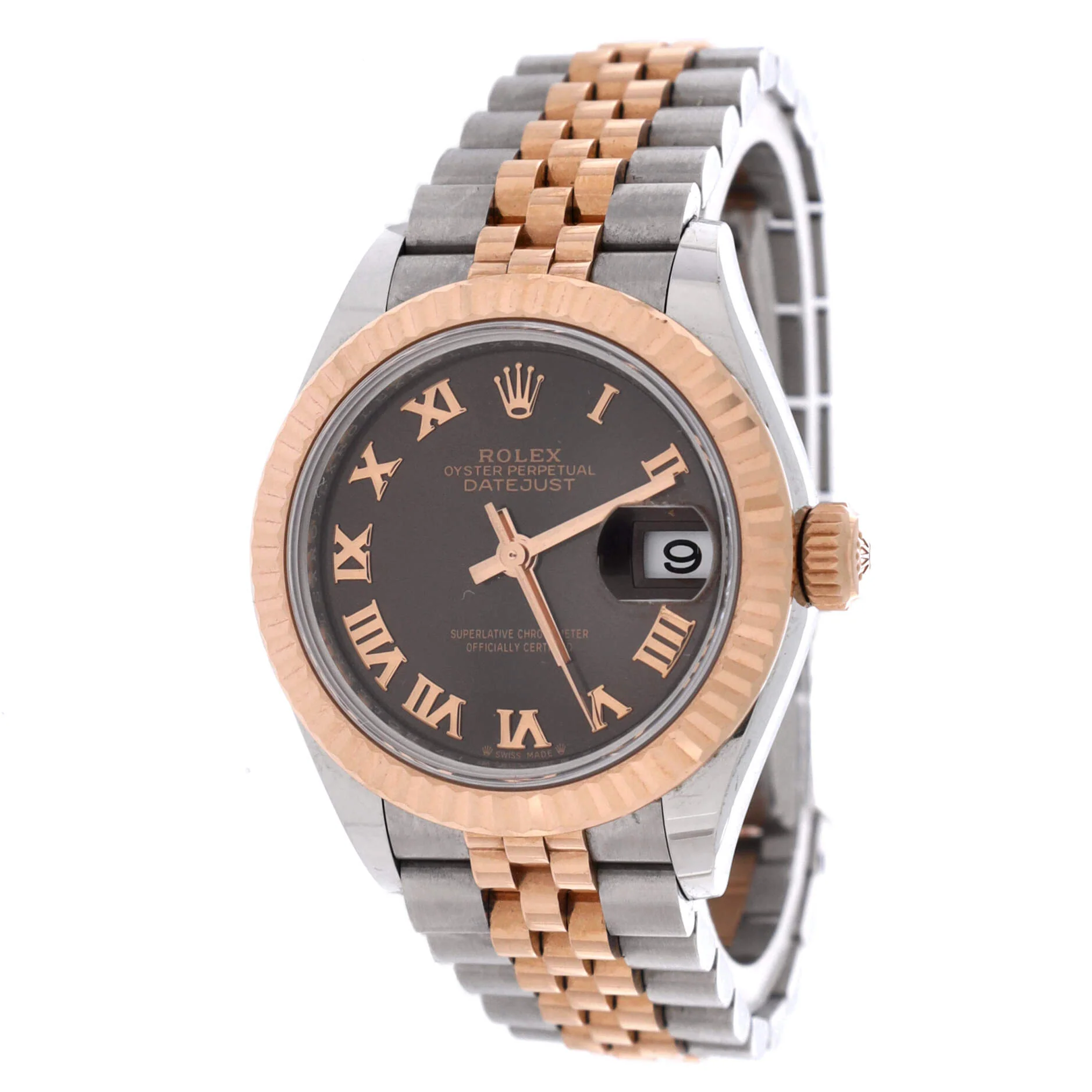 Oyster Perpetual Datejust Chocolate Brown Automatic Watch Stainless Steel and Rose Gold 28 - Image 3